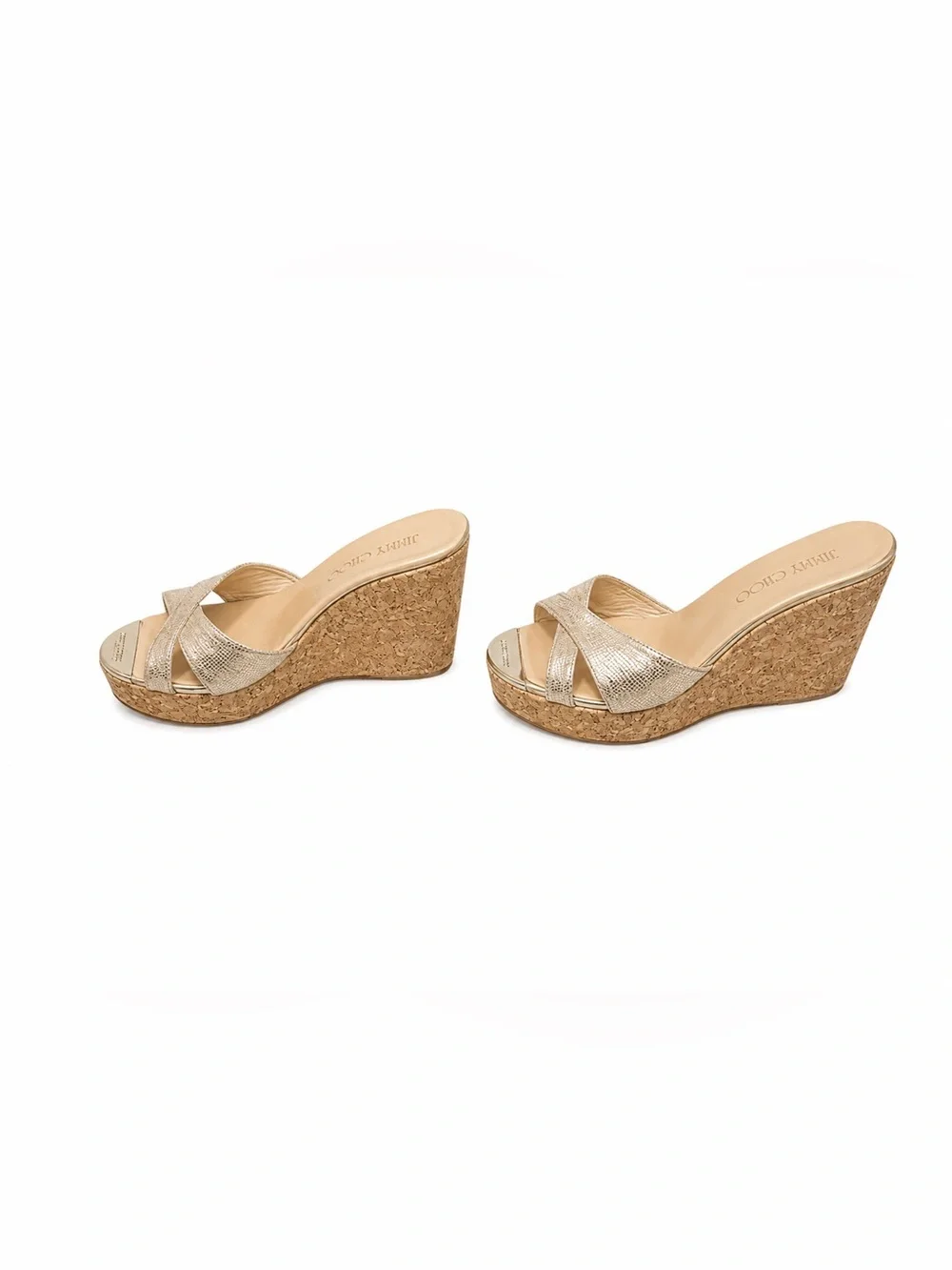Jimmy Choo Metallic Wedge Slide Sandals Mules